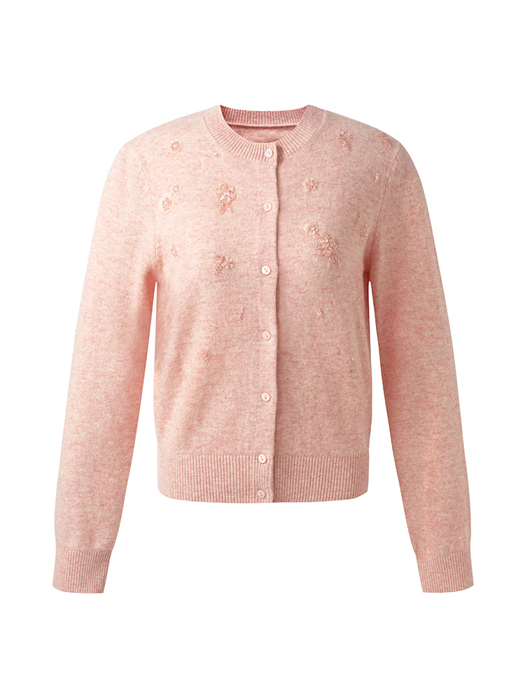 Valmere™ | 100% Wool Floral Beaded Women Cardigan
