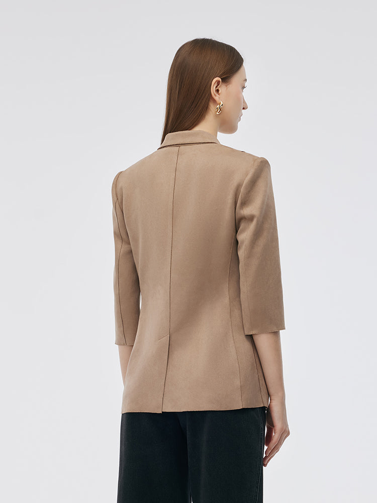 Valmere™ | Suede One Button 3/4 Sleeve Blazer