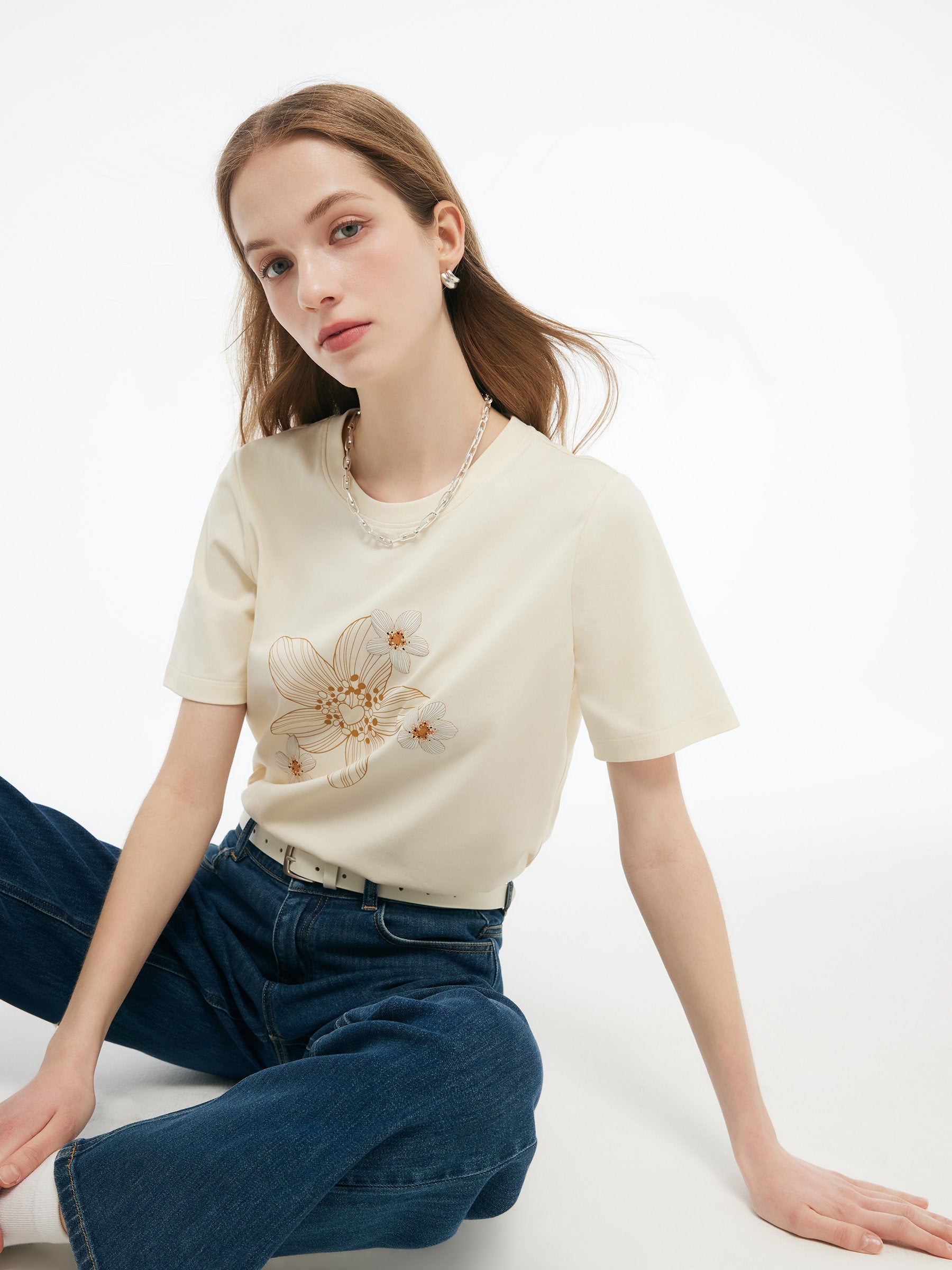 Valmere™ | Flower Print Knit T-Shirt