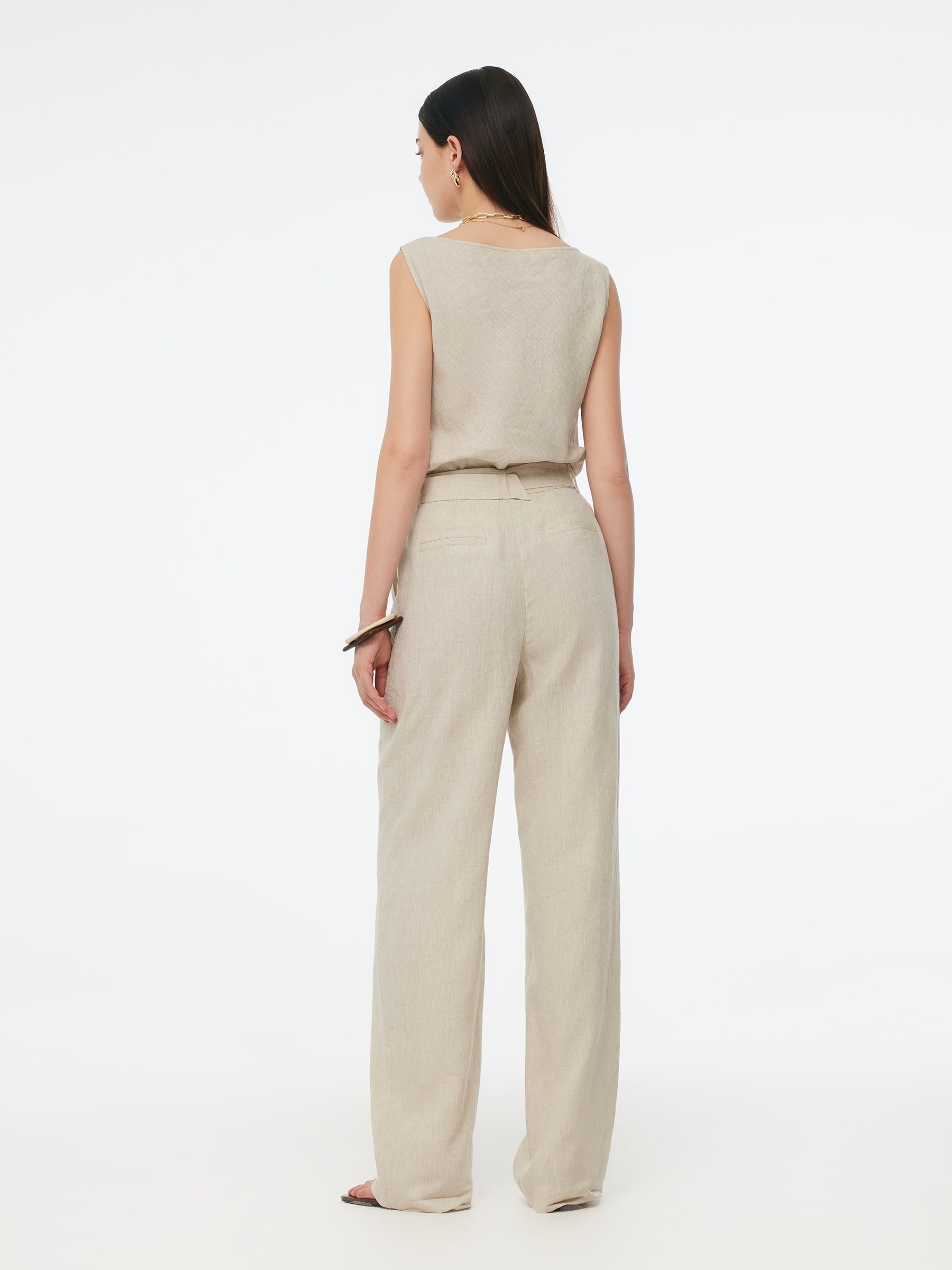 Valmere™ | 100% Linen Straight Leg Pants With Belt