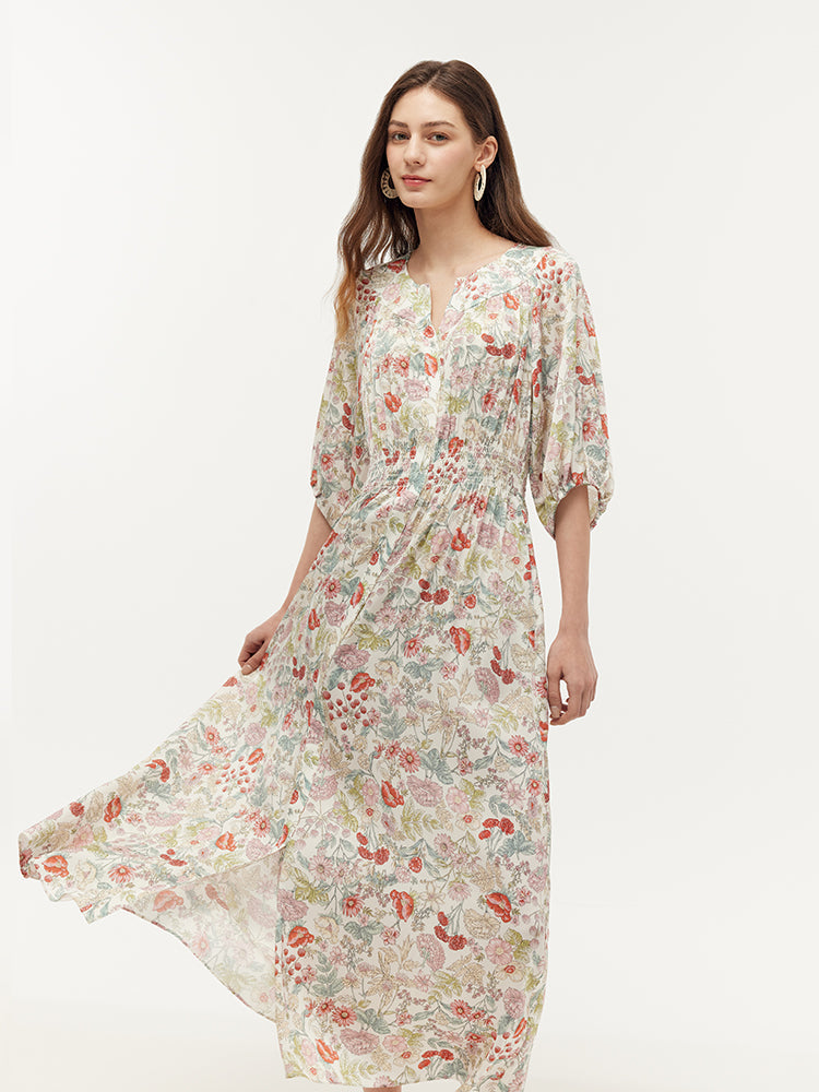 Valmere™ | Silk Floral Print Maxi Dress