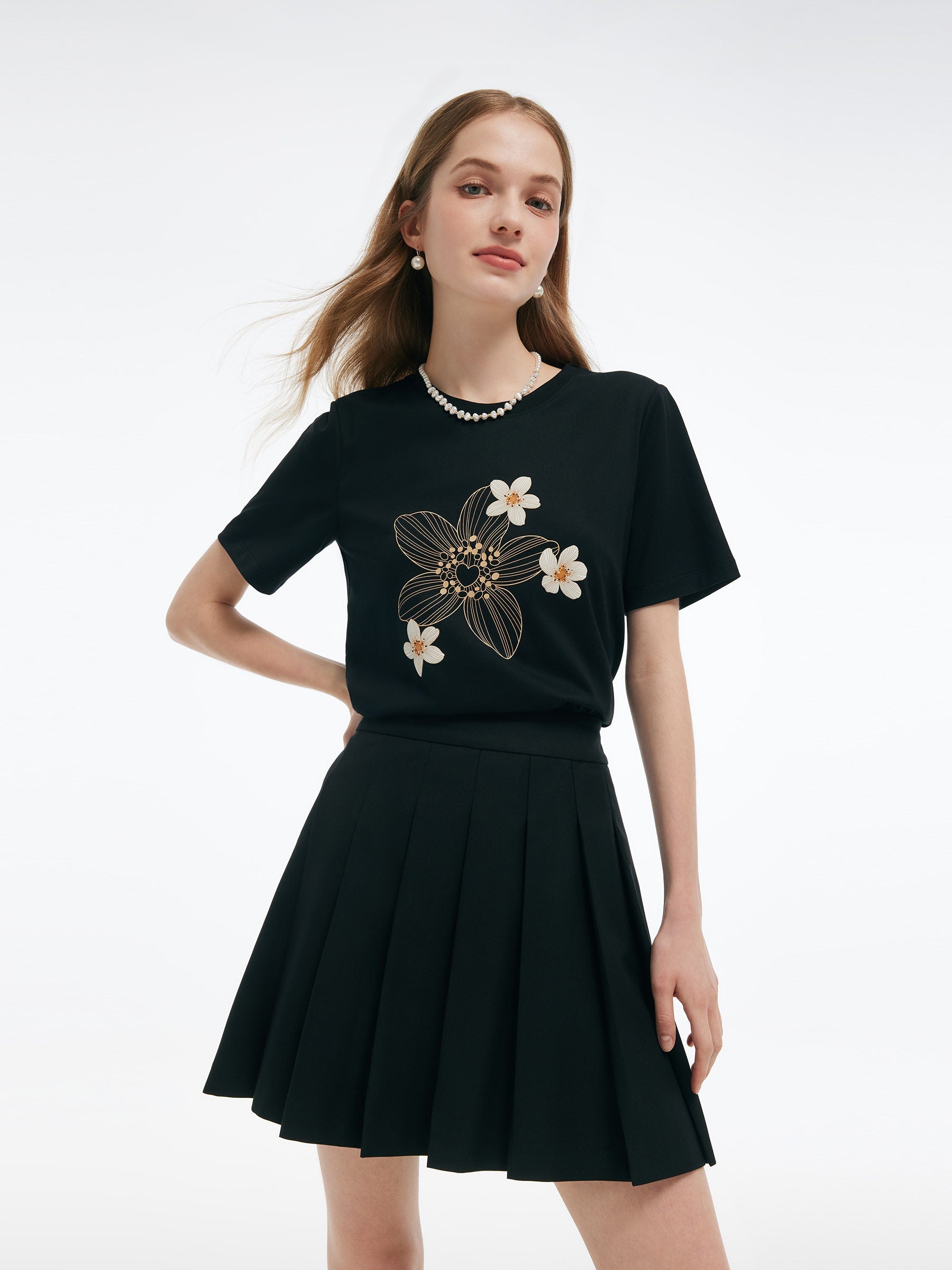 Valmere™ | Flower Print Knit T-Shirt