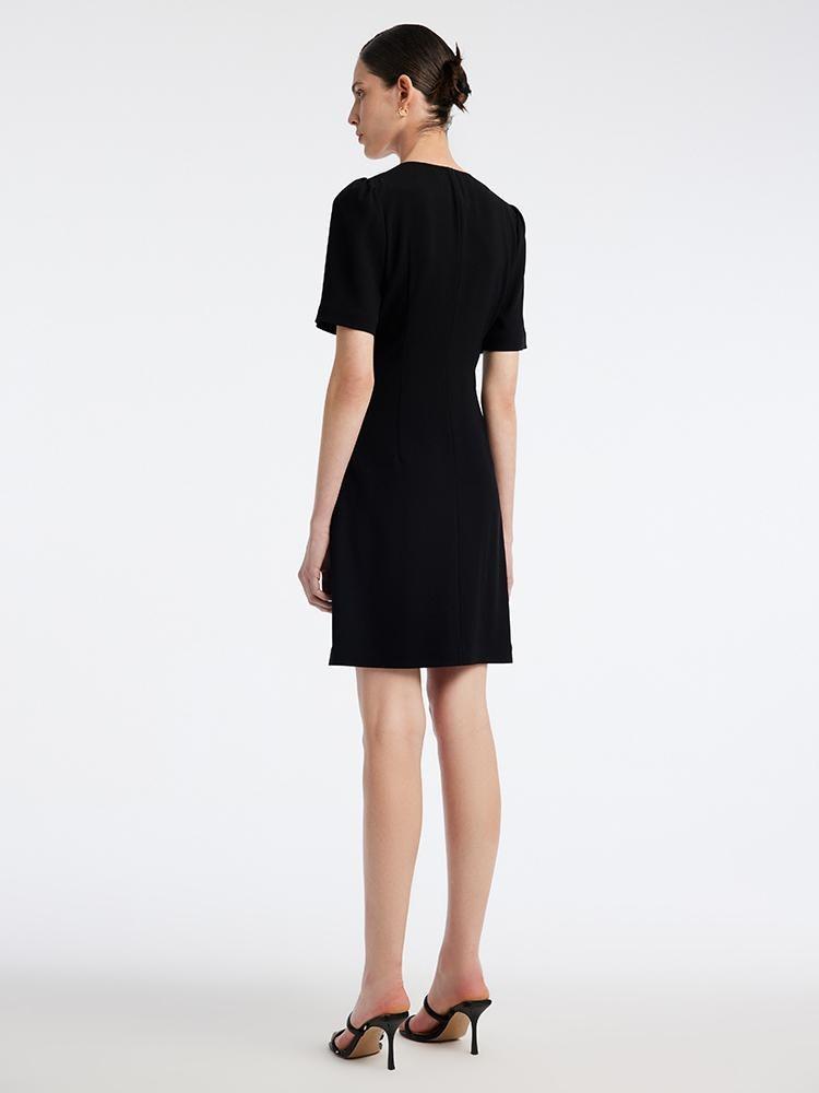Valmere™ | Black Triacetate Button Front Mini Dress