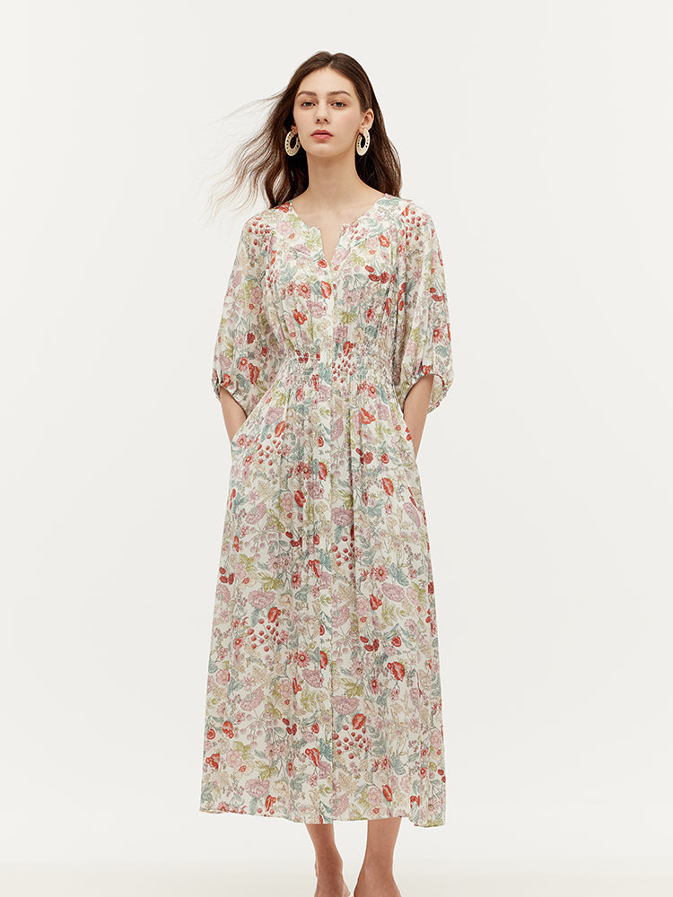Valmere™ | Silk Floral Print Maxi Dress