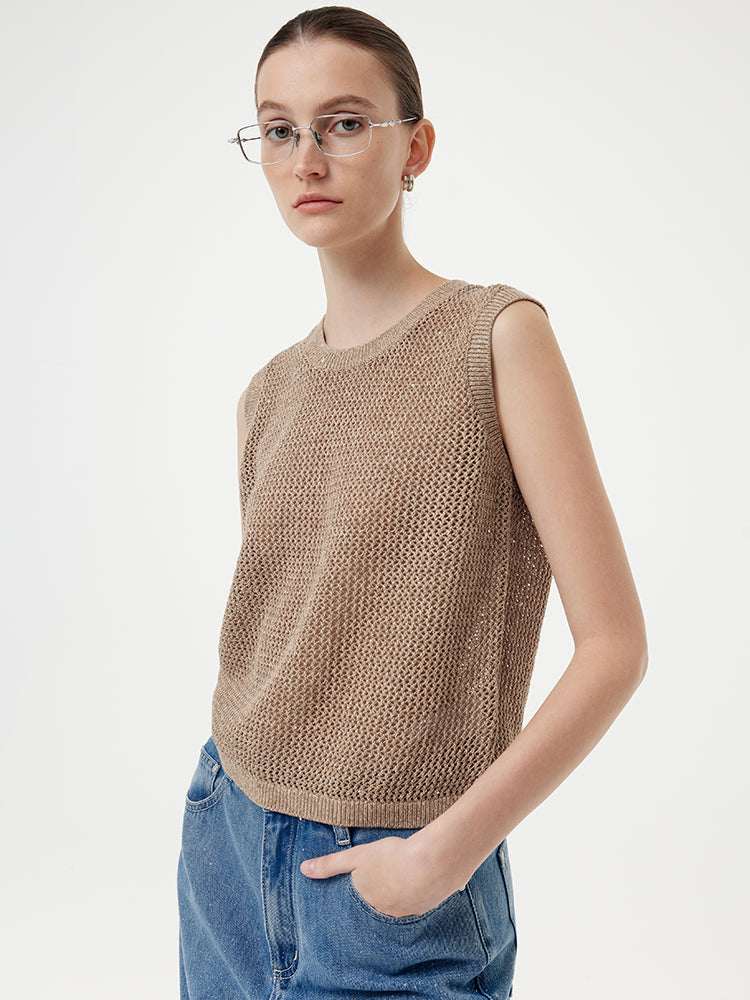 Valmere™ | Linen Open-Knit Tank Top
