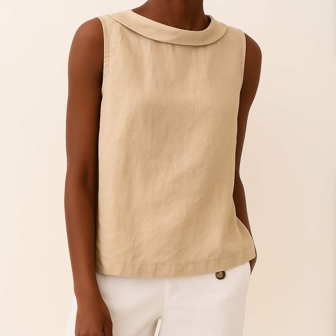 Valmere™ | Maria Sleeveless Roll Collar Top