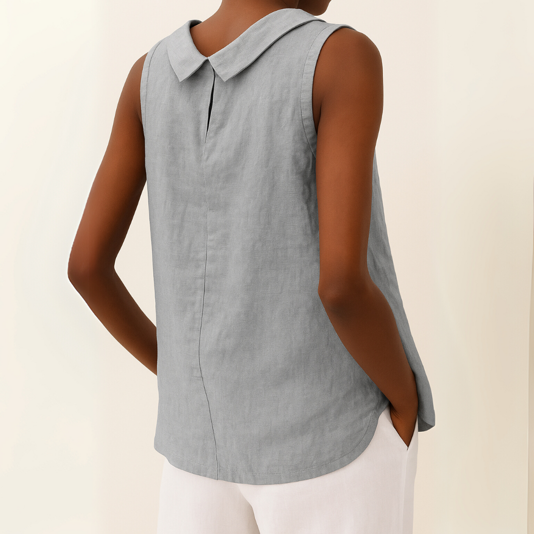 Valmere™ | Maria Sleeveless Roll Collar Top