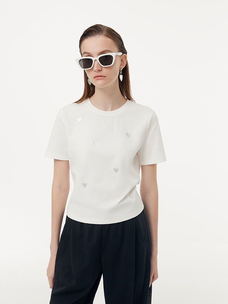 Valmere™ | Fit Silver Heart Print T-Shirt