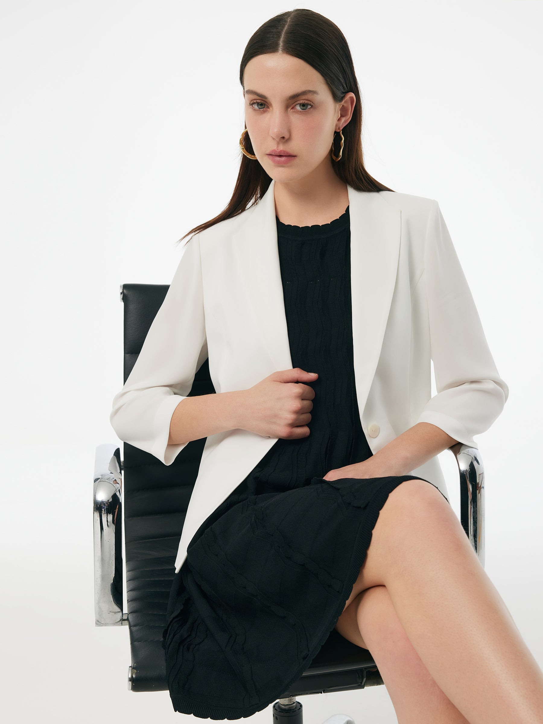 Valmere™ |Triacetate Blend Gathered Waist Women Blazer
