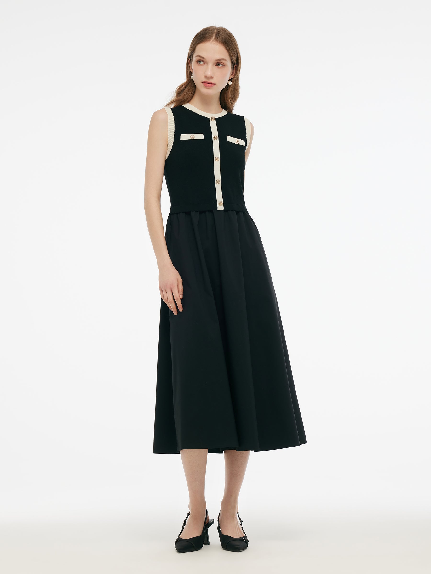Valmere™ | Black Vest Midi Dress