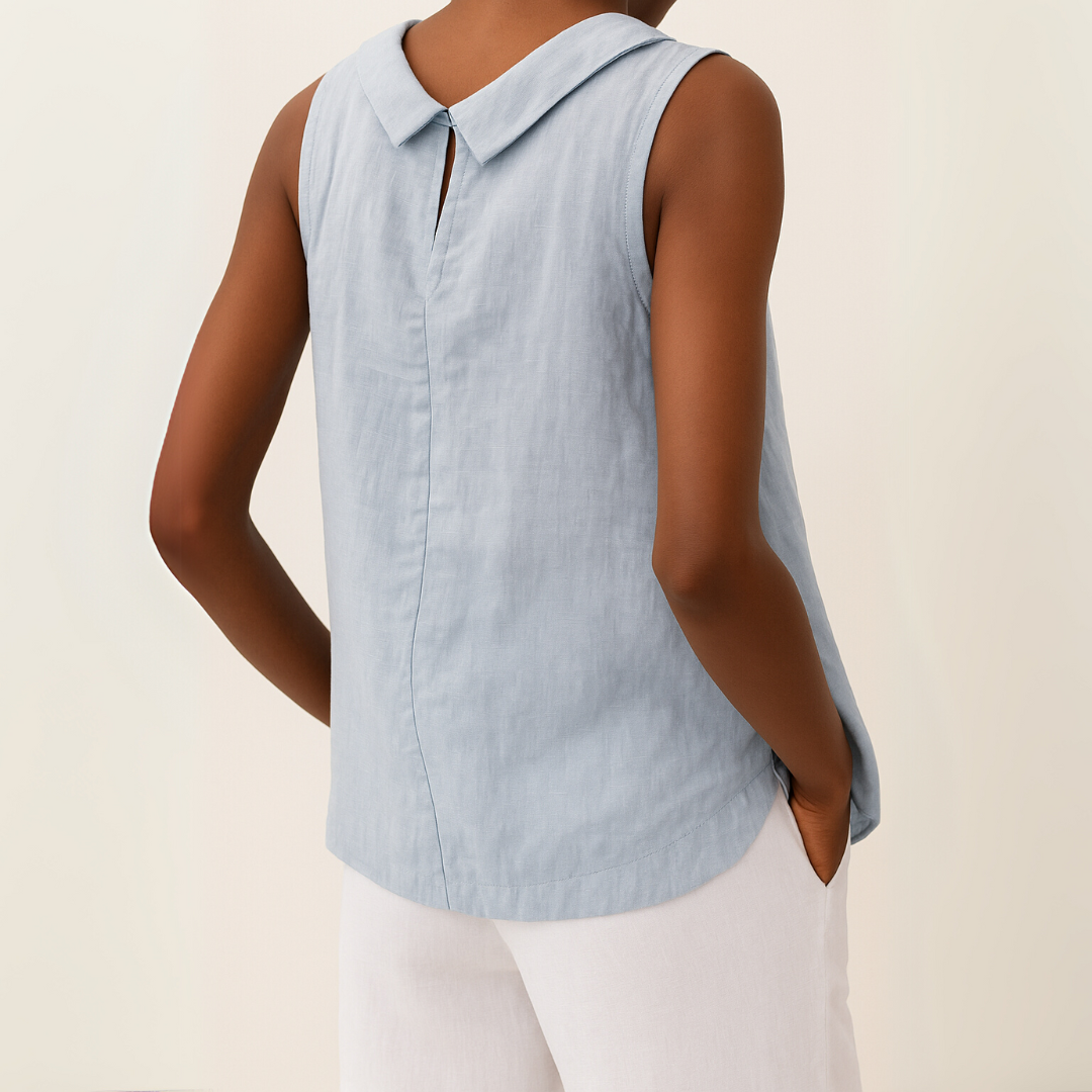 Valmere™ | Maria Sleeveless Roll Collar Top