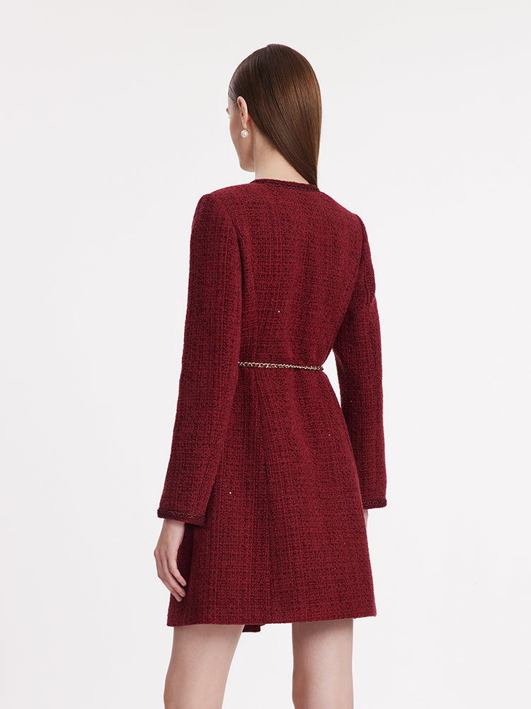 Valmere™ | Tweed Coat With Waist Pack