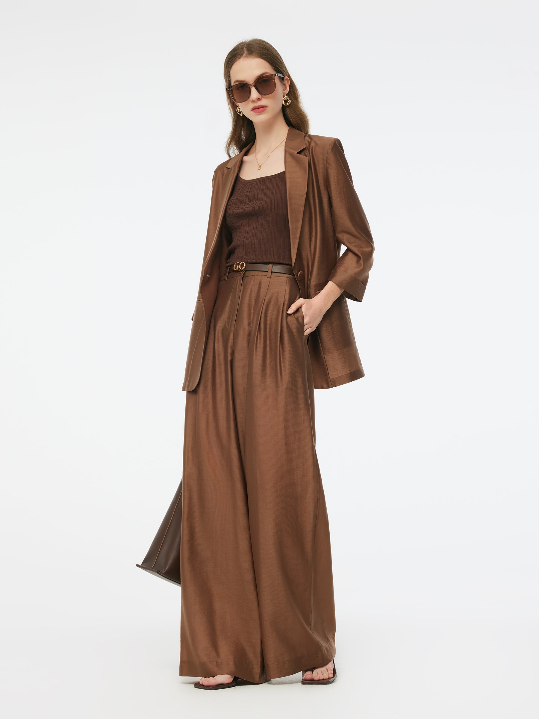 Valmere™ | Wide Leg Pants With Leather Belt