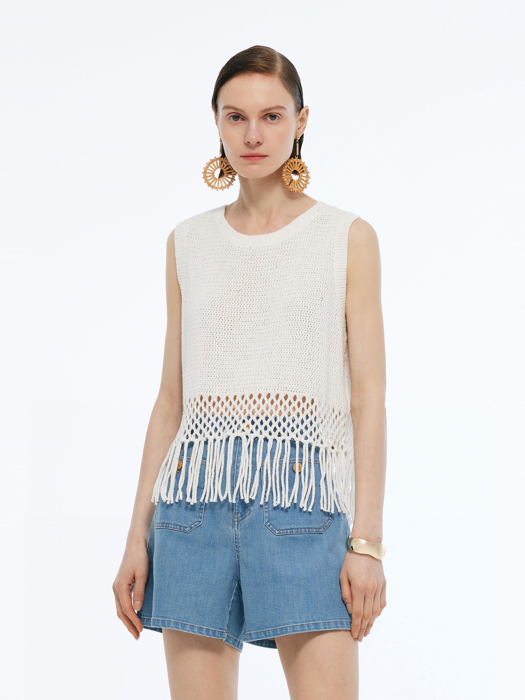 Valmere™ | Sequins Tassel Hem Tank Top