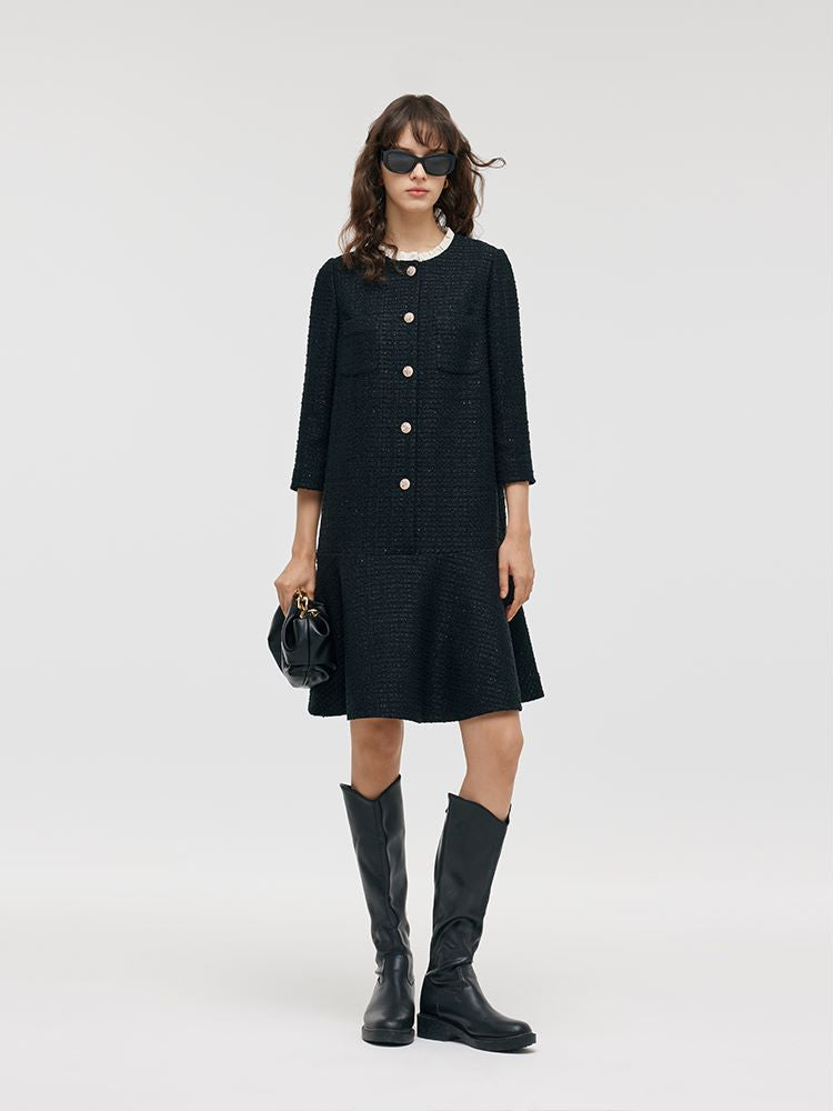 Valmere™ | Ruffle Collared Midi Dress