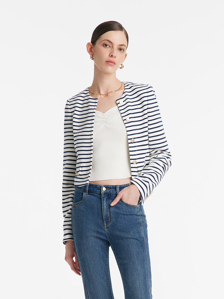 Valmere™ | Cotton Striped Crop Jacket