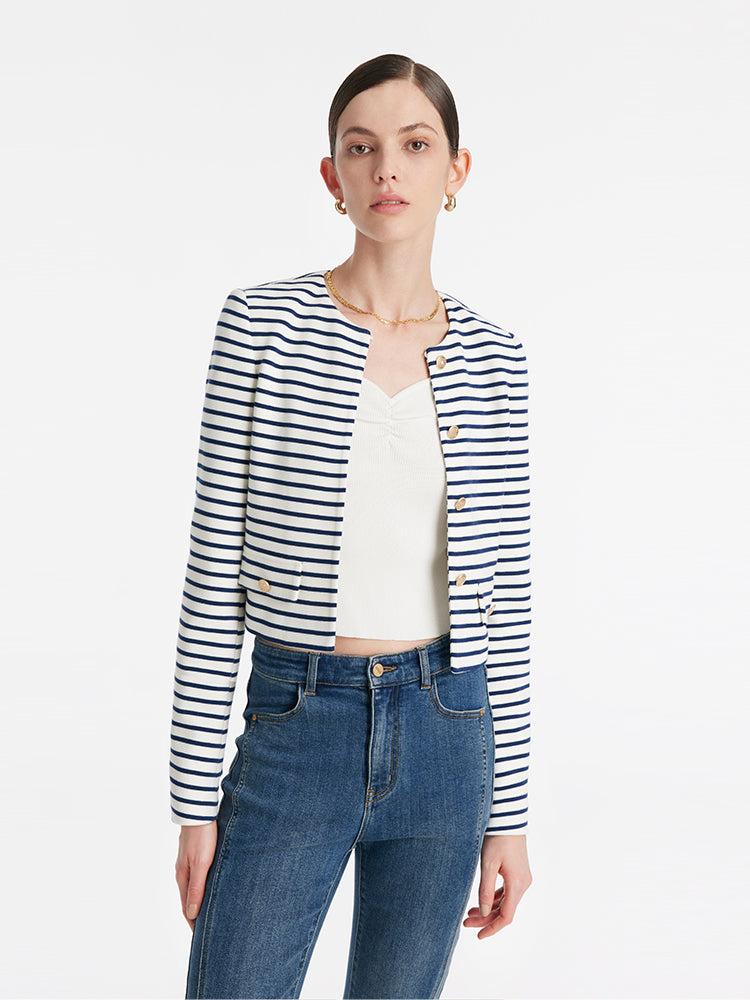 Valmere™ | Cotton Striped Crop Jacket