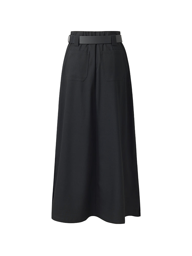 Valmere™ | Black Maxi Skirt With Belt