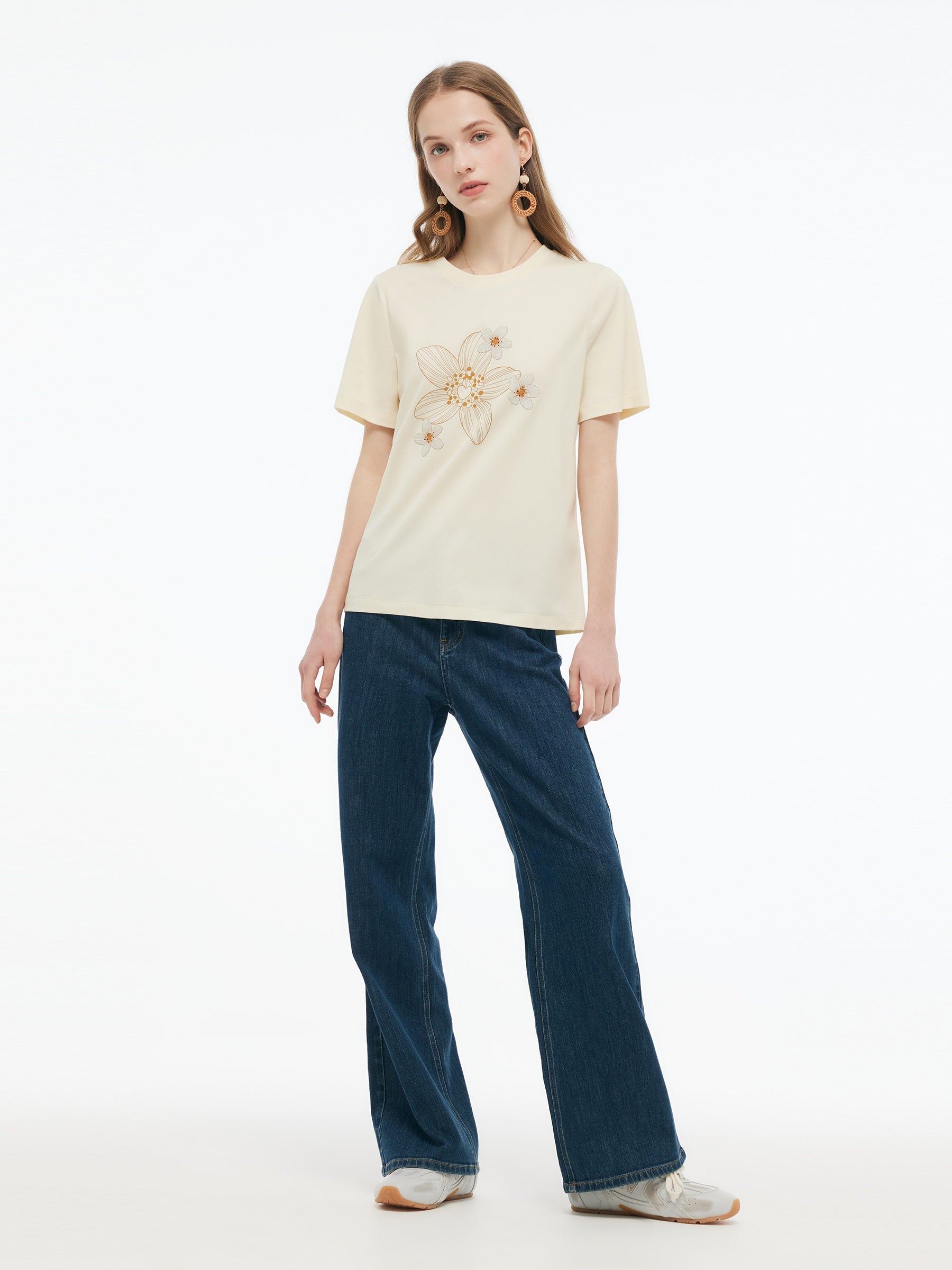 Valmere™ | Flower Print Knit T-Shirt