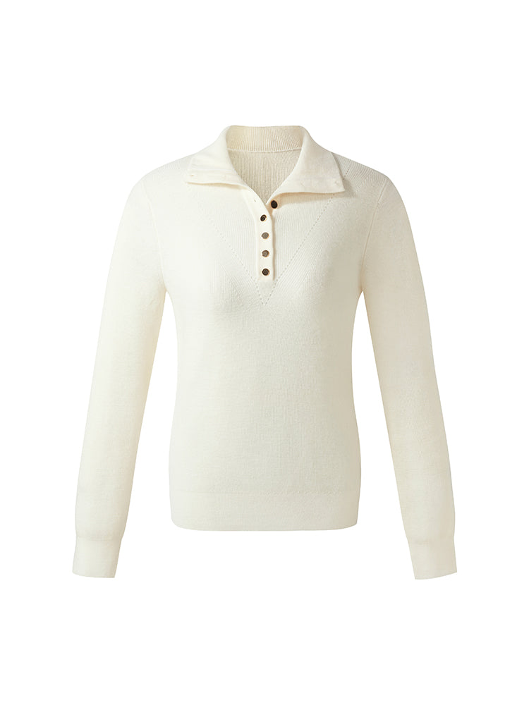 Valmere™ | 100% Wool Half Button Turtleneck Sweater