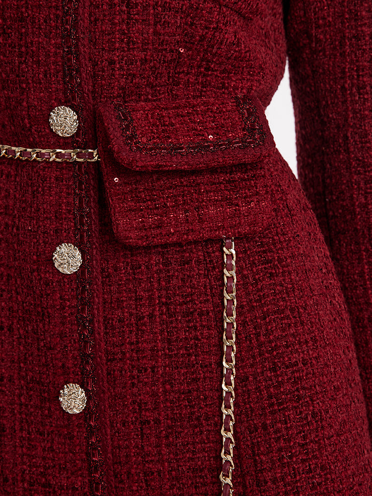 Valmere™ | Tweed Coat With Waist Pack