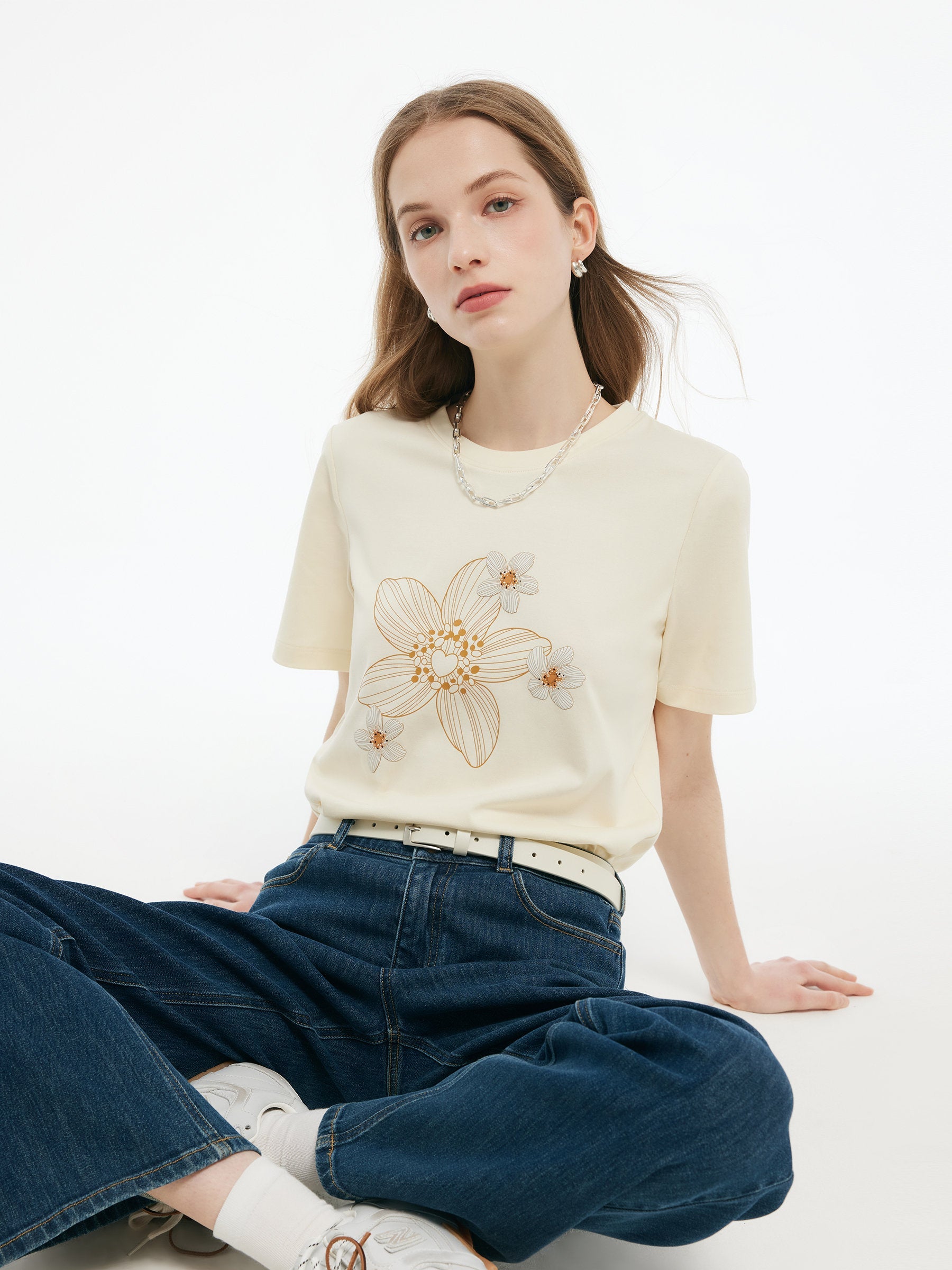 Valmere™ | Flower Print Knit T-Shirt