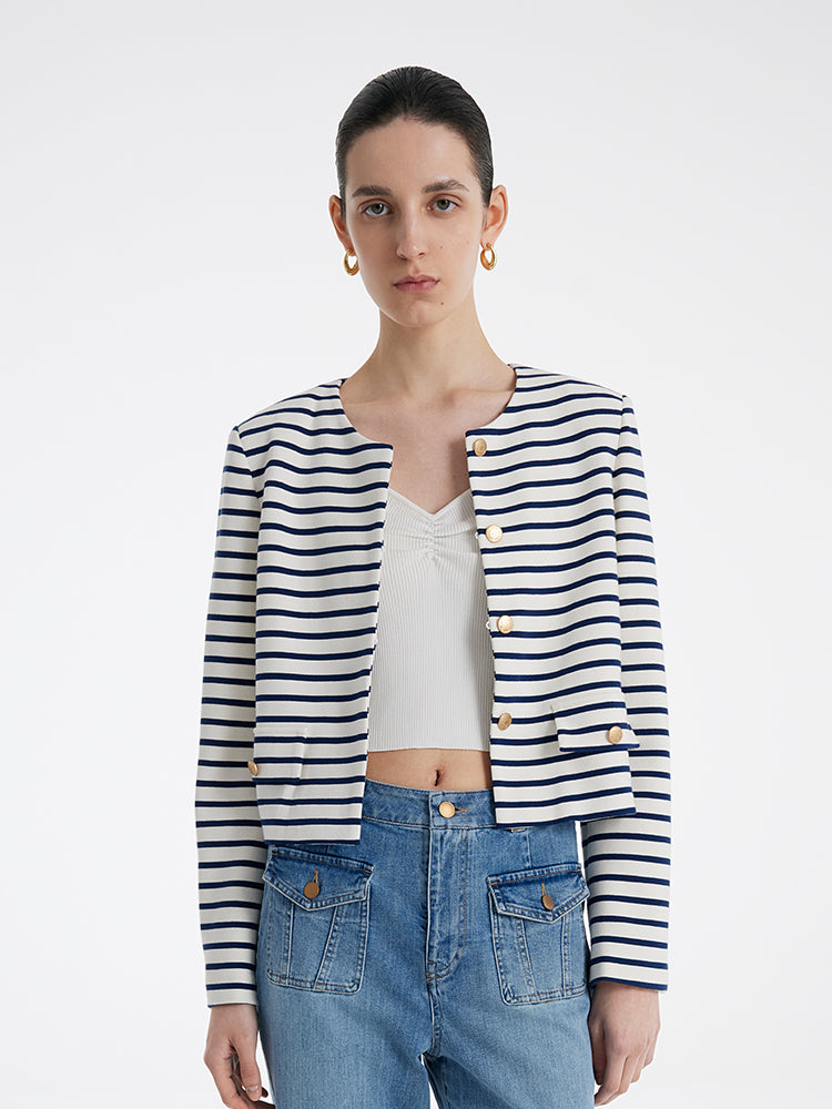 Valmere™ | Cotton Striped Crop Jacket