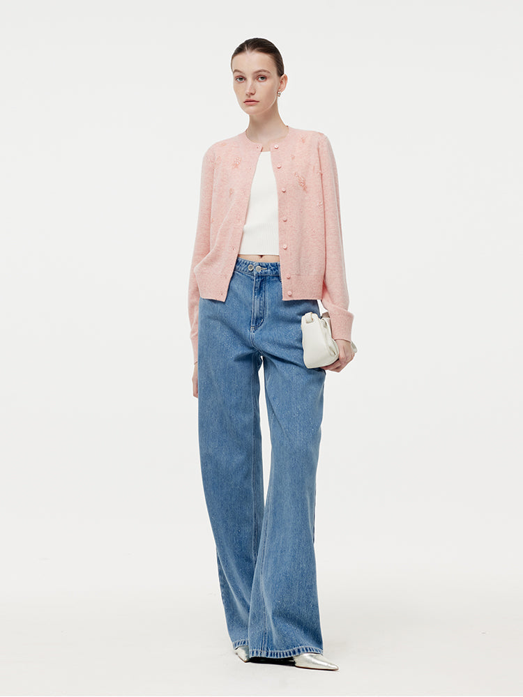Valmere™ | 100% Wool Floral Beaded Women Cardigan