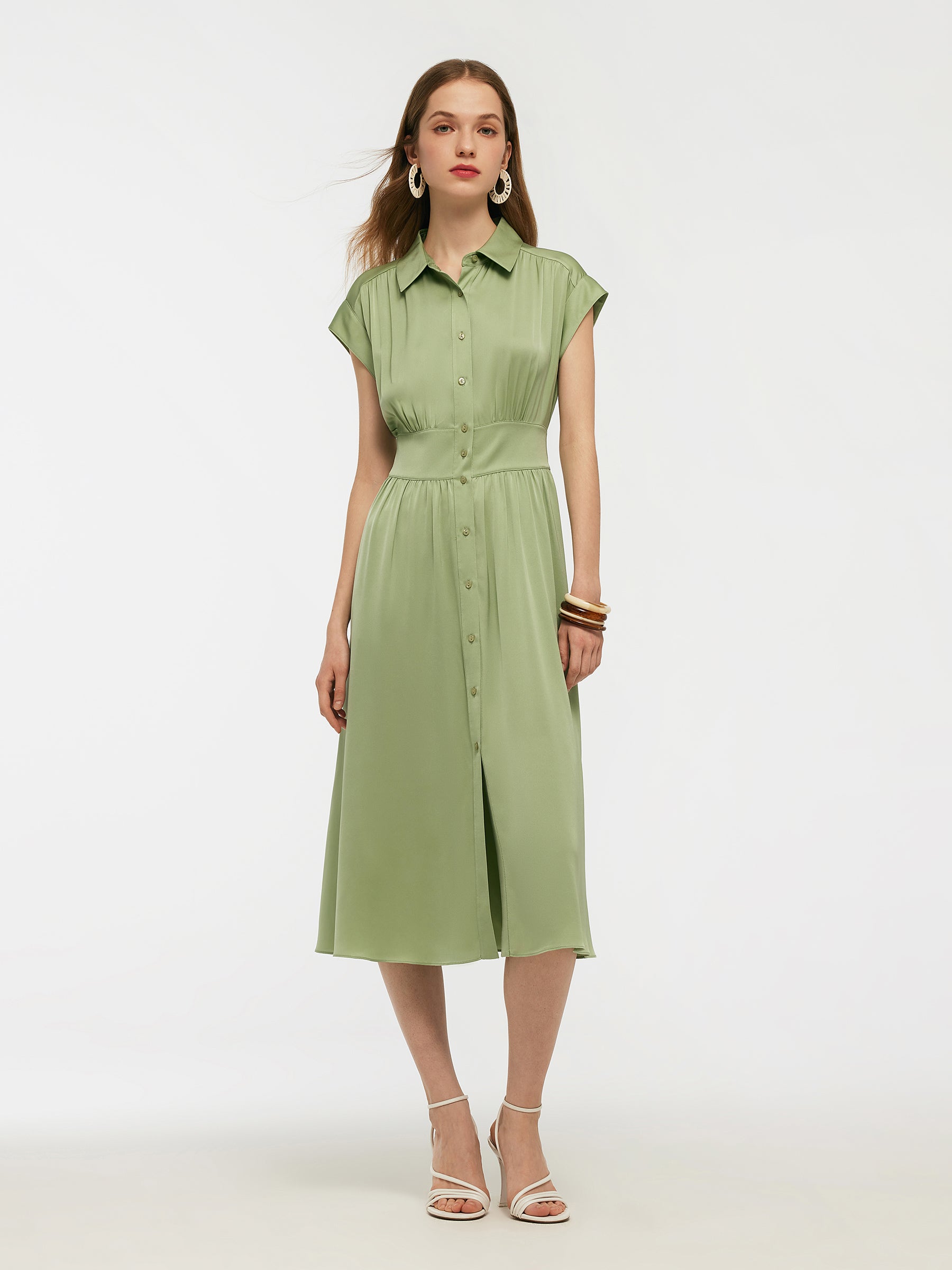 Valmere™ | Silk Midi Shirt Dress