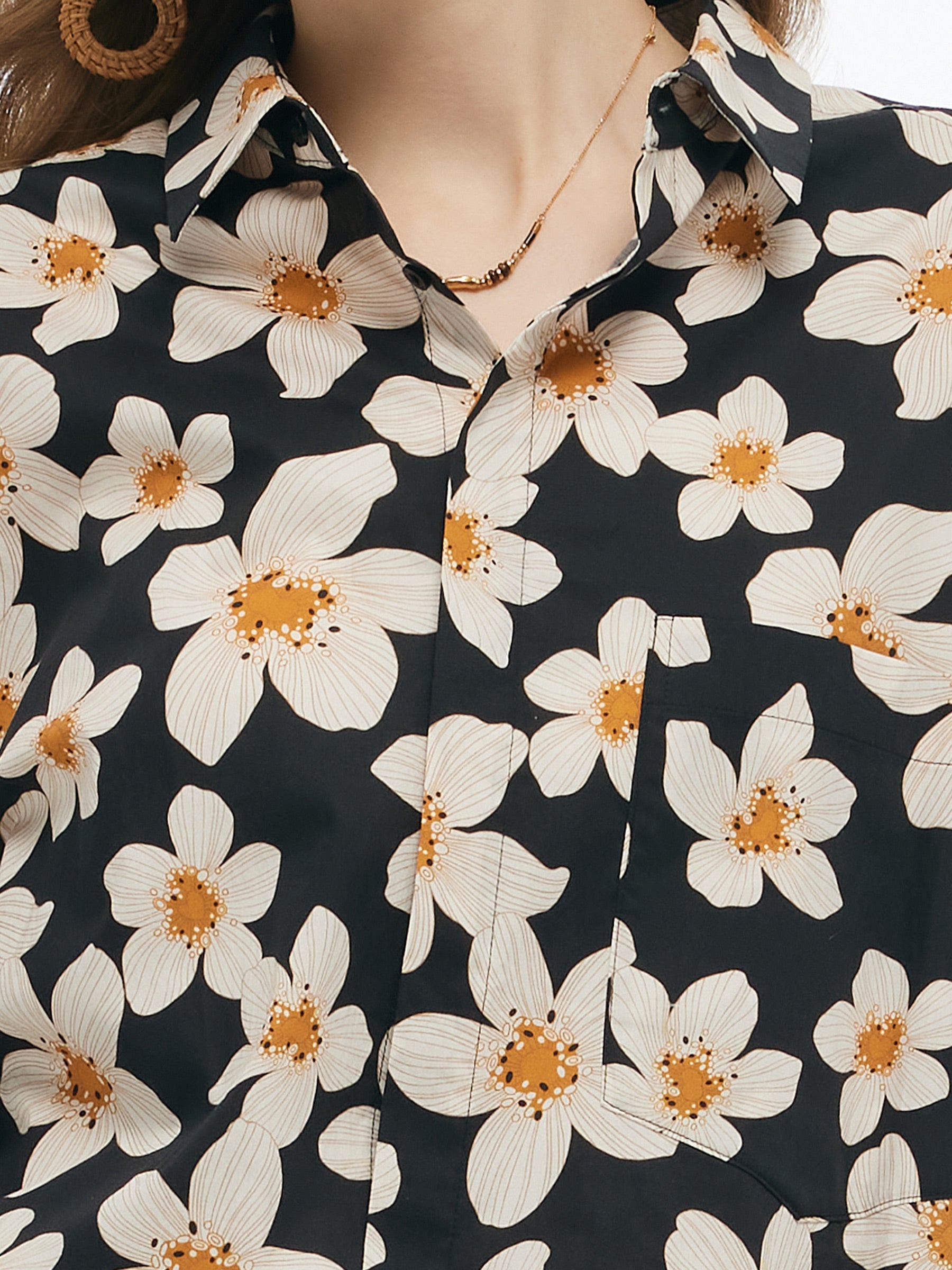 Valmere™ | Cotton Stretch Floral Print Oversized Shirt