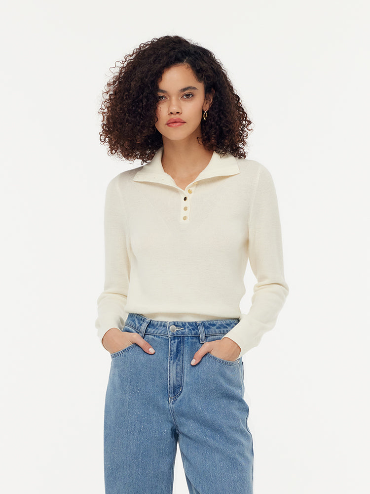 Valmere™ | 100% Wool Half Button Turtleneck Sweater