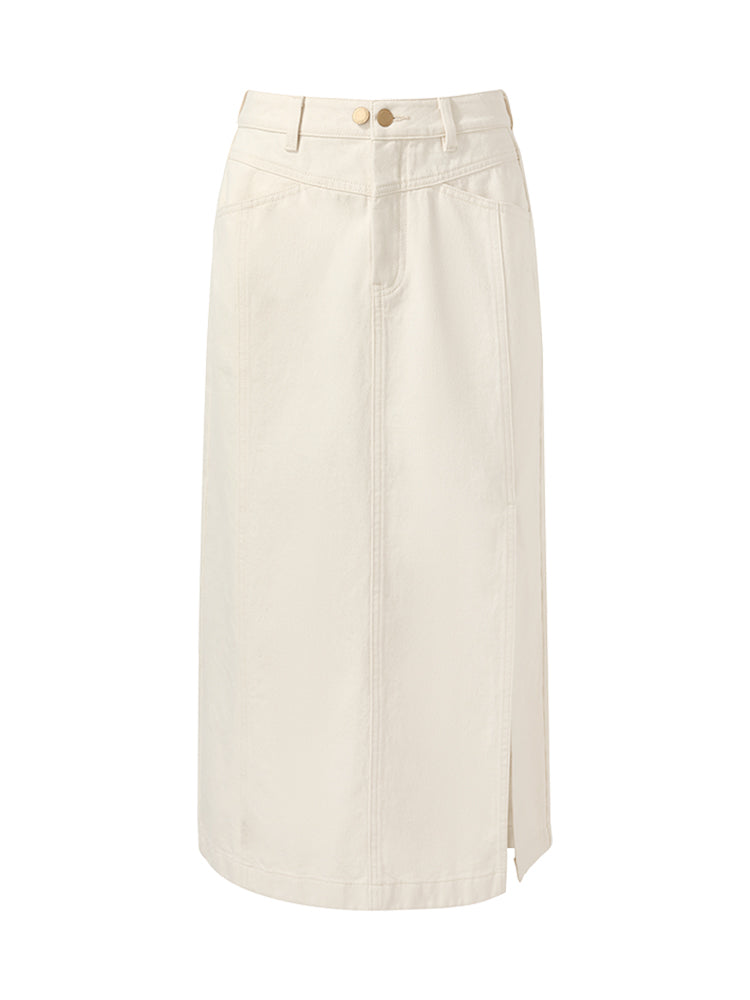 Valmere™ | 100% Cotton Denim Slit Skirt