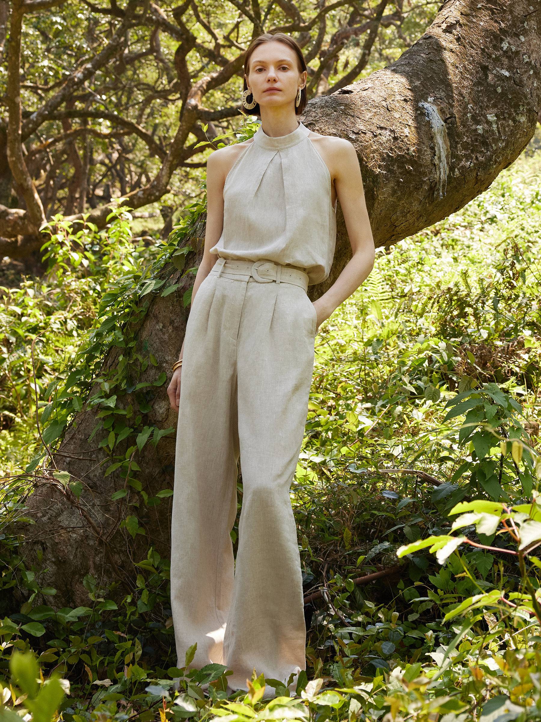 Valmere™ | 100% Linen Straight Leg Pants With Belt