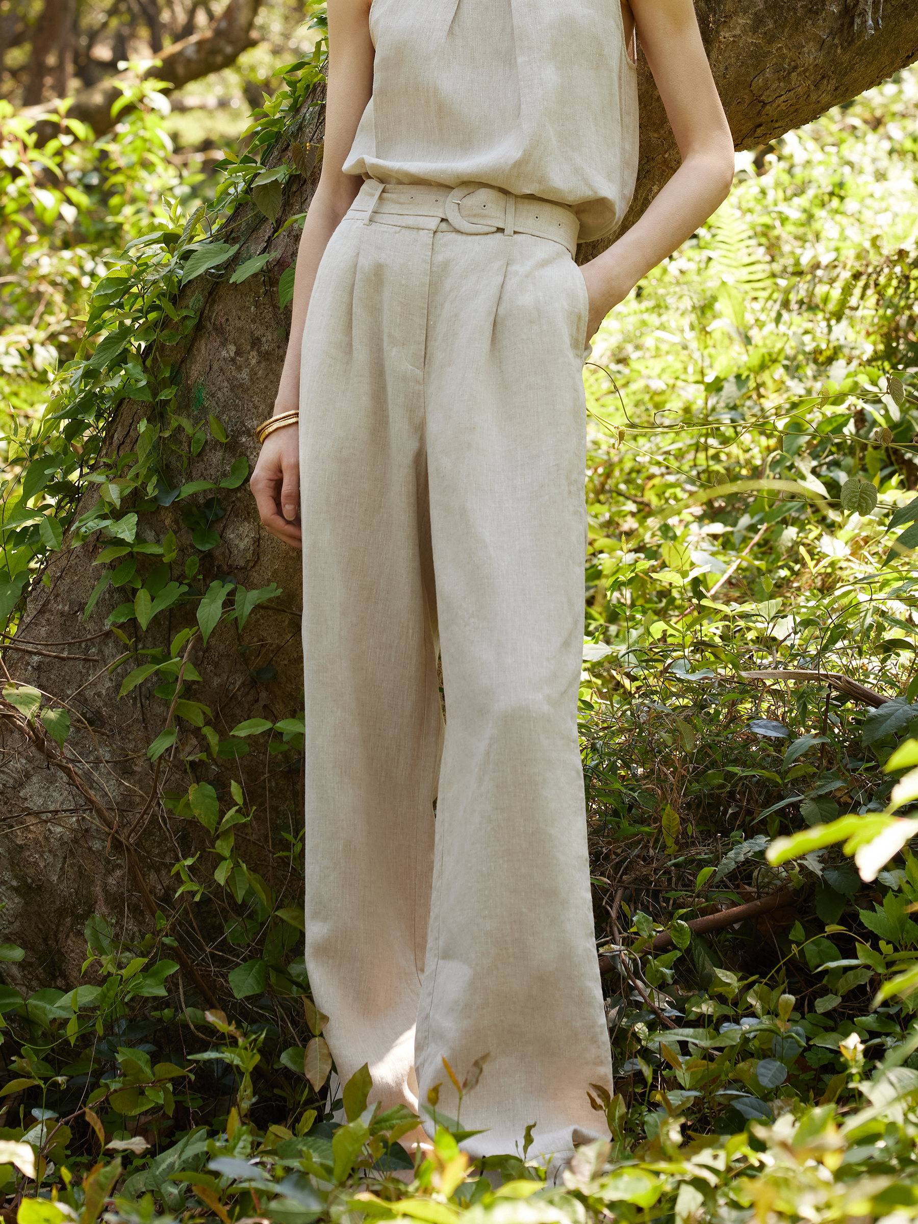 Valmere™ | 100% Linen Straight Leg Pants With Belt