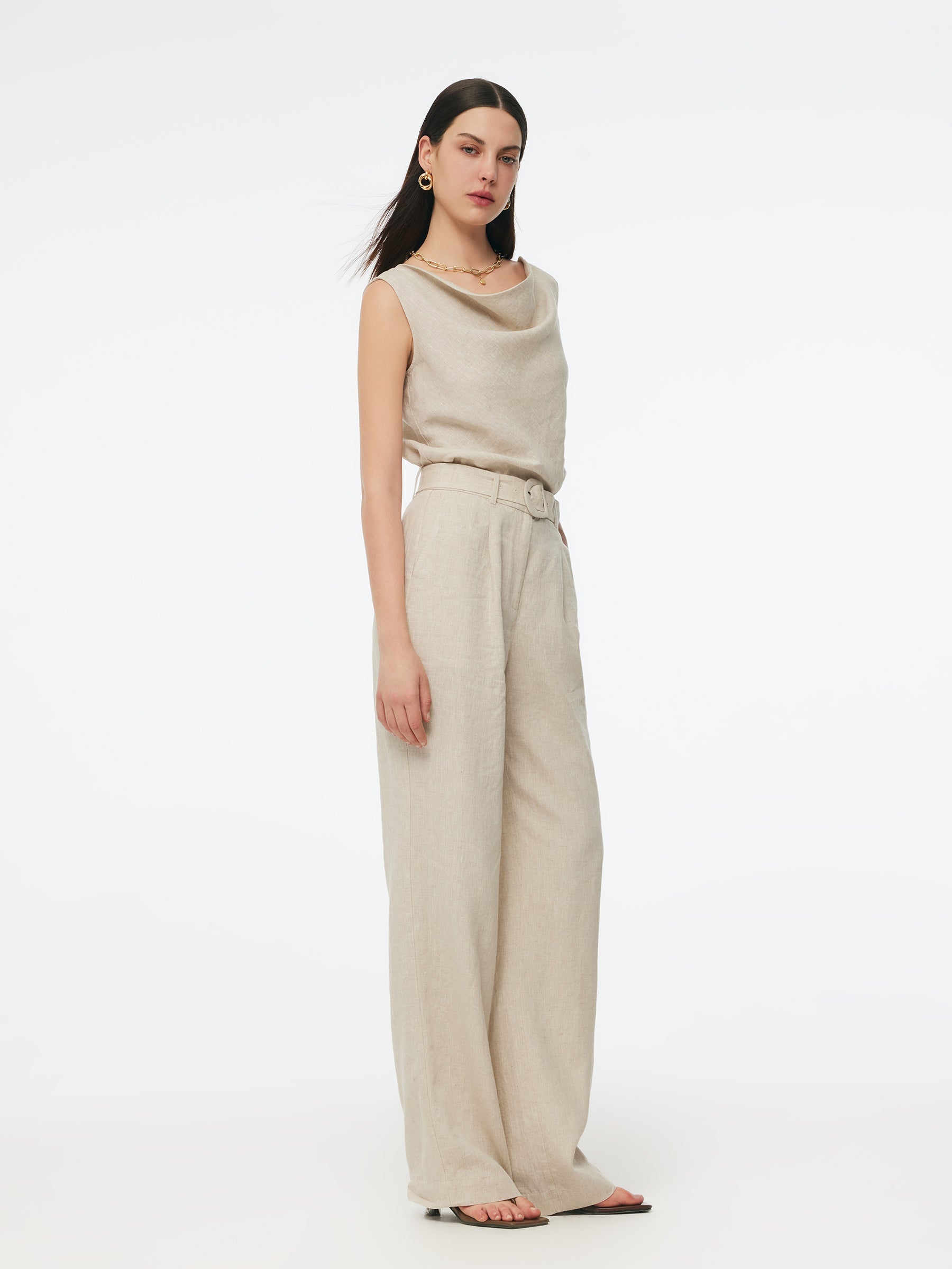 Valmere™ | 100% Linen Straight Leg Pants With Belt