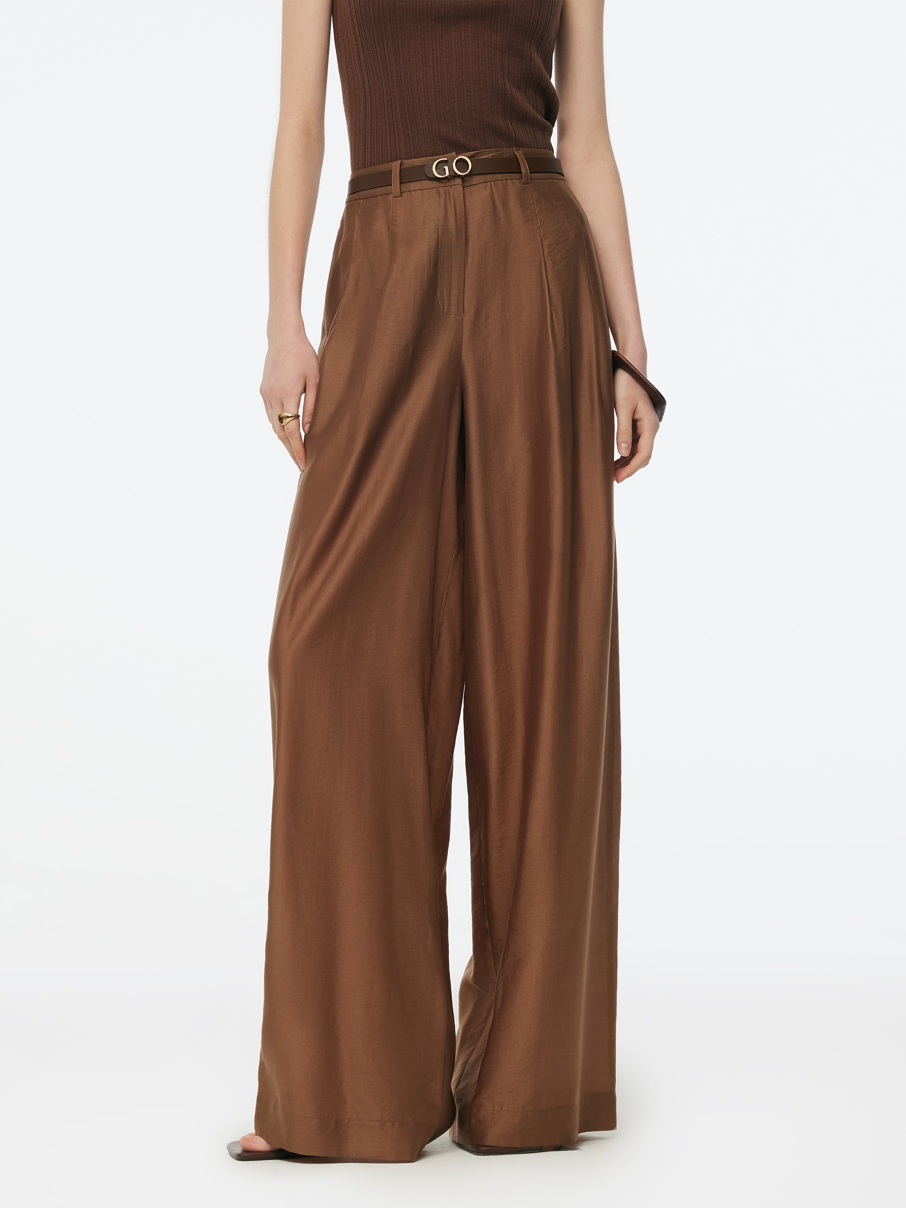 Valmere™ | Wide Leg Pants With Leather Belt