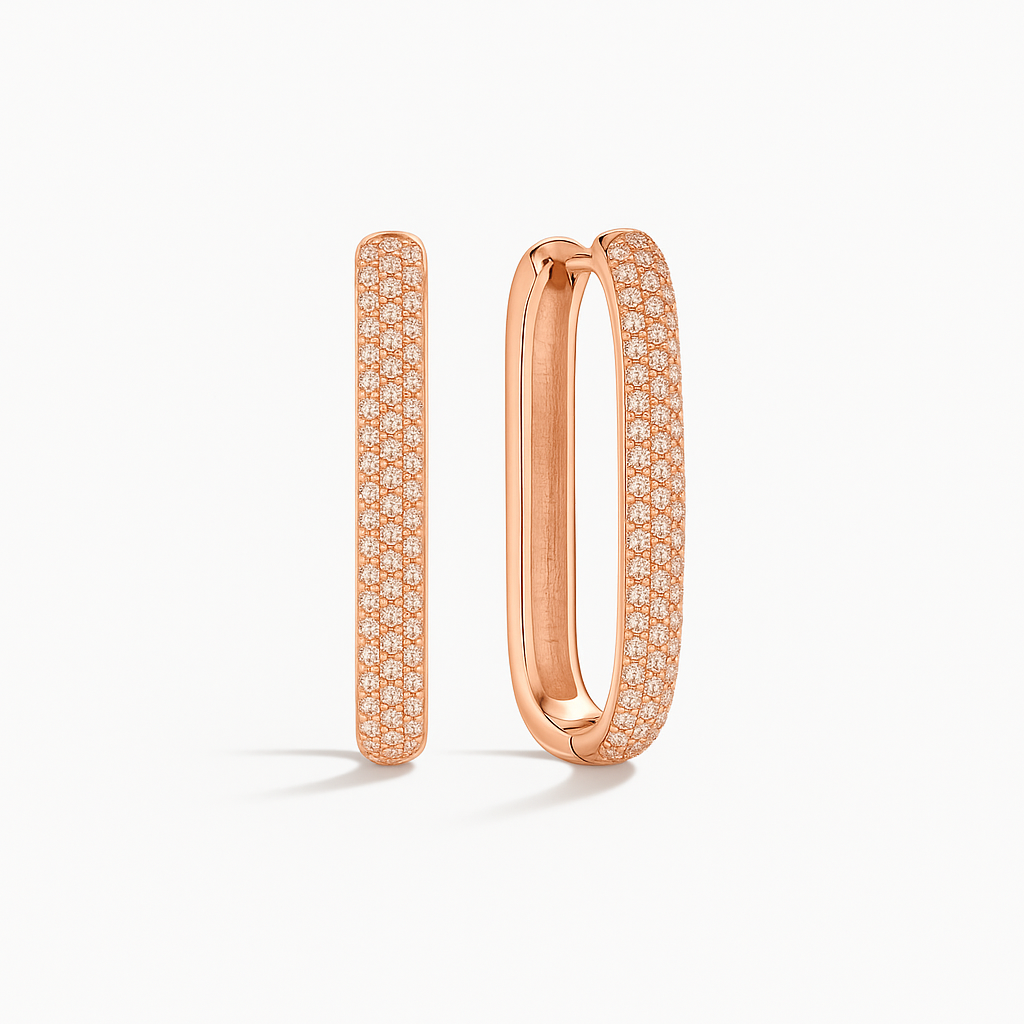 Large Icon Pavé Hoops | Rose Gold