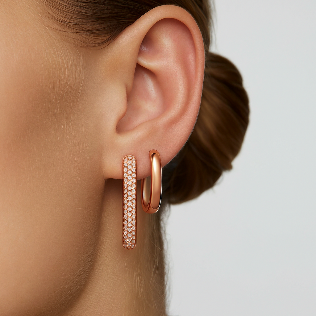 Large Icon Pavé Hoops | Rose Gold