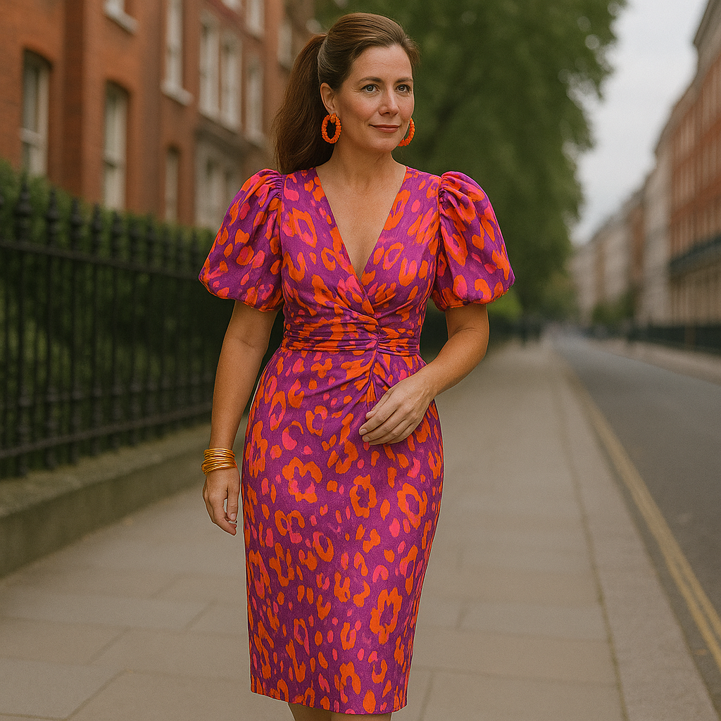 Valmere™ | Arielle Colourful Dress With Pleated Sleeves