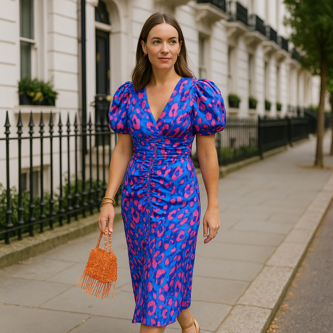 Valmere™ | Arielle Colourful Dress With Pleated Sleeves