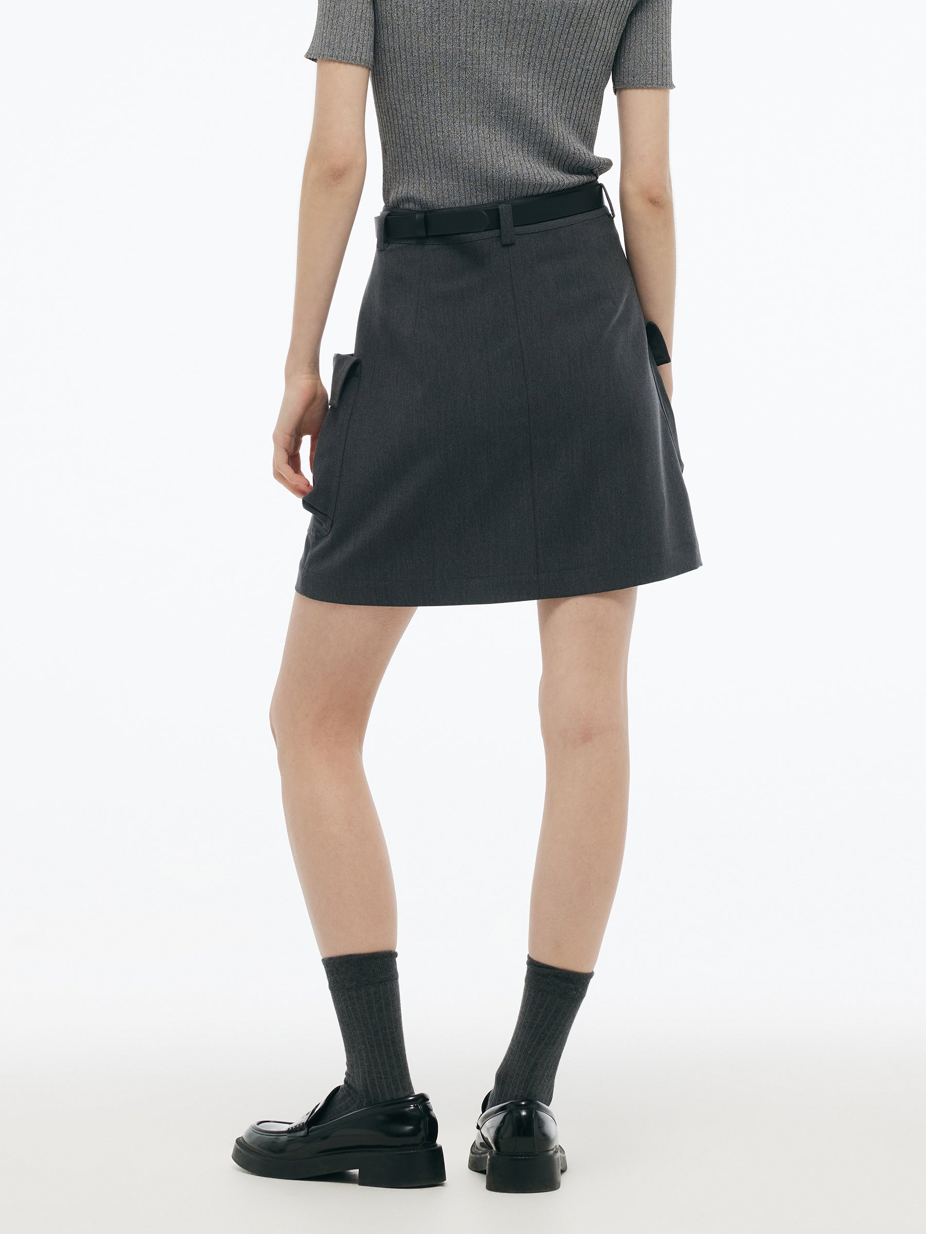 Valmere™ | Stretchy Cargo Skirt With Leather Belt