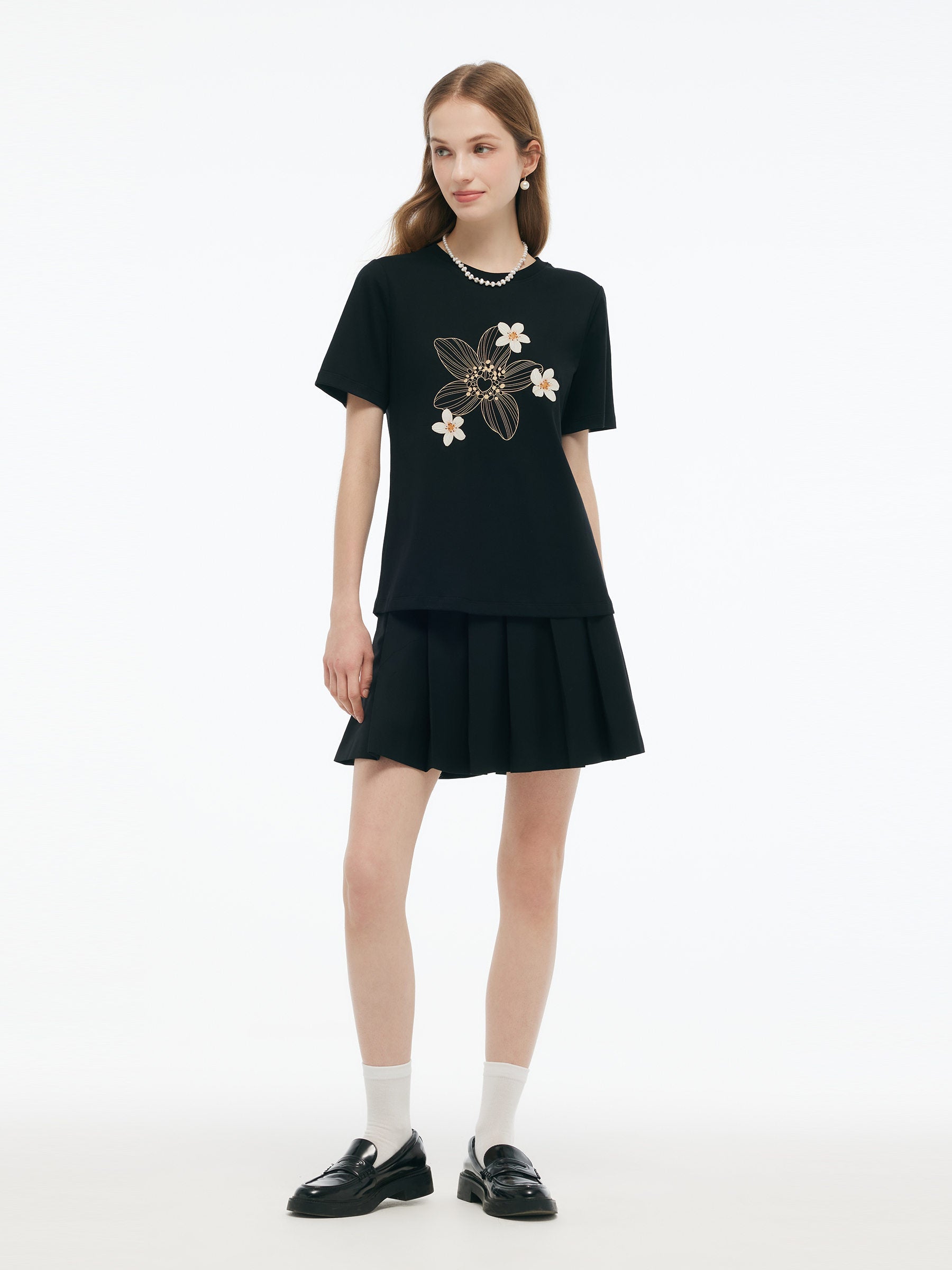 Valmere™ | Flower Print Knit T-Shirt
