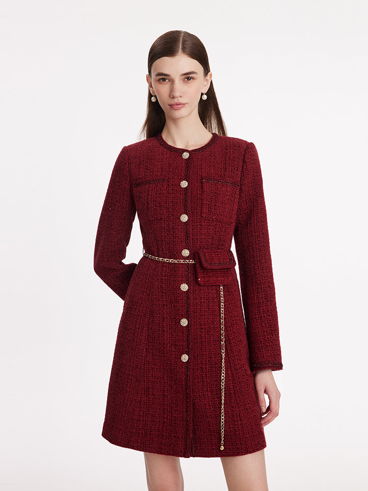 Valmere™ | Tweed Coat With Waist Pack