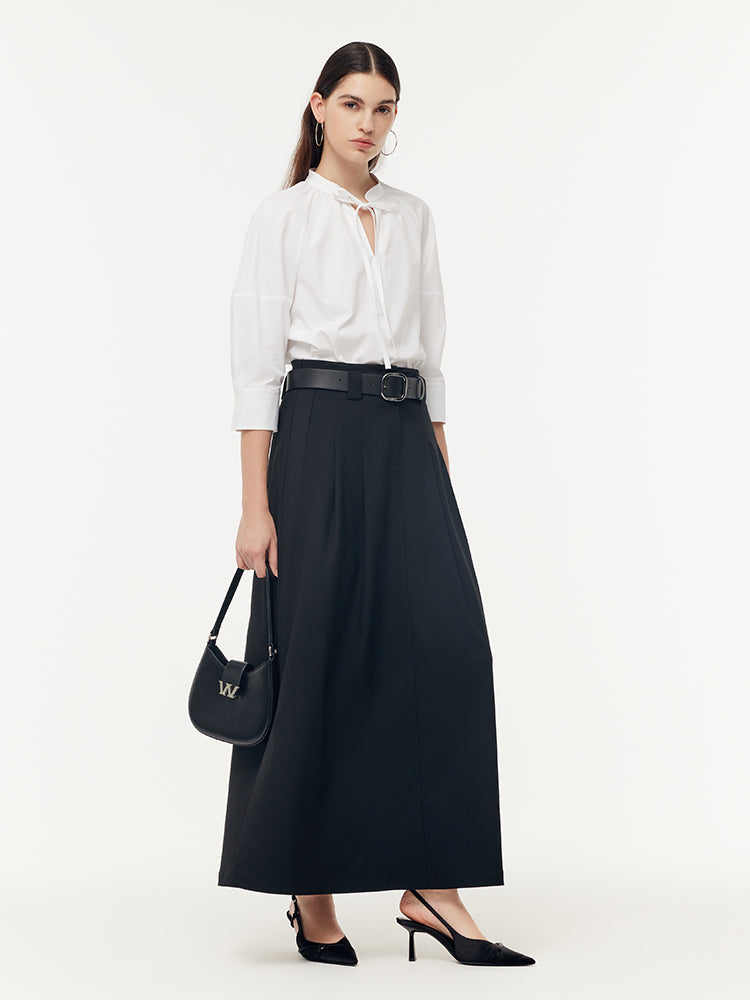 Valmere™ | Black Maxi Skirt With Belt