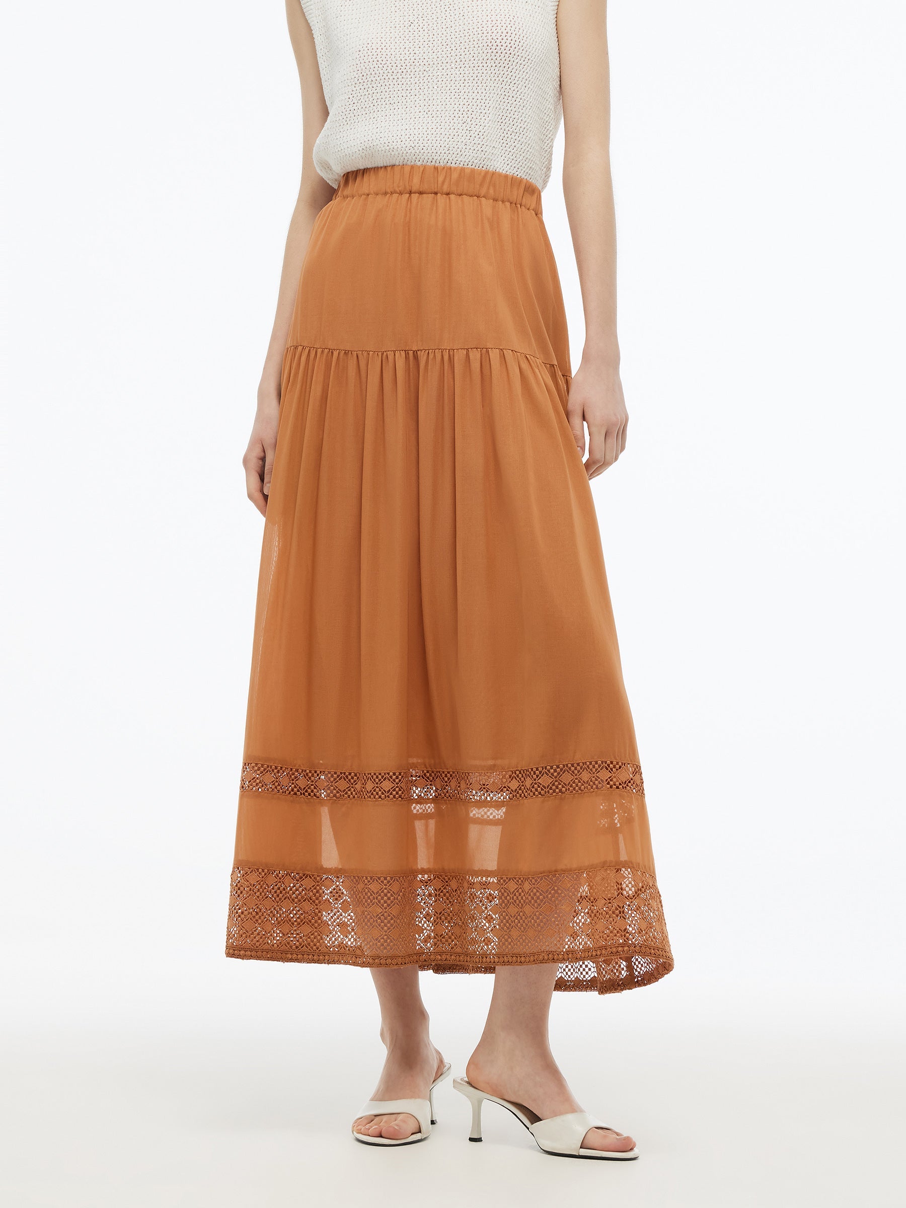 Valmere™ | 100% Cotton Patchwork Lace Embroidered Skirt