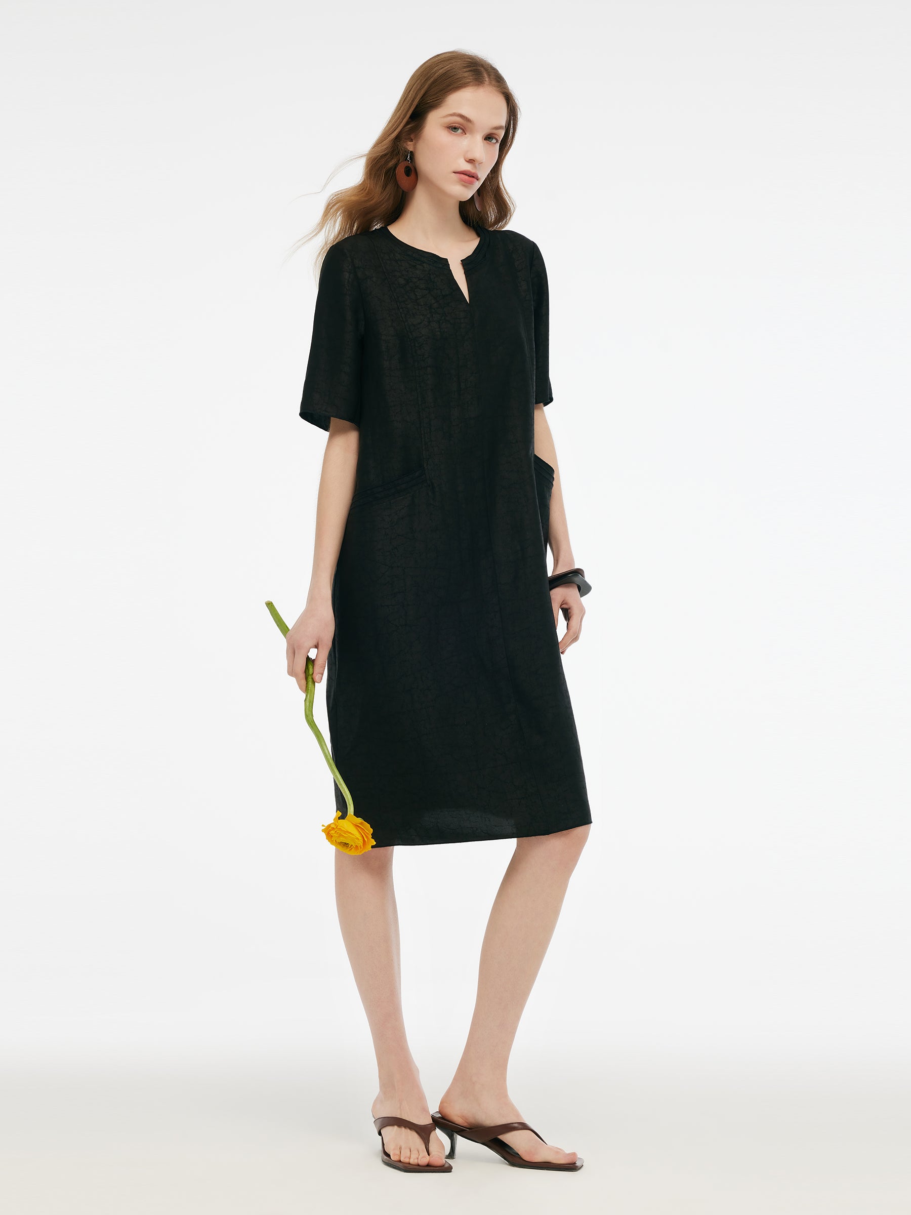 Valmere™ | 18MM Silk Pockets Midi Dress