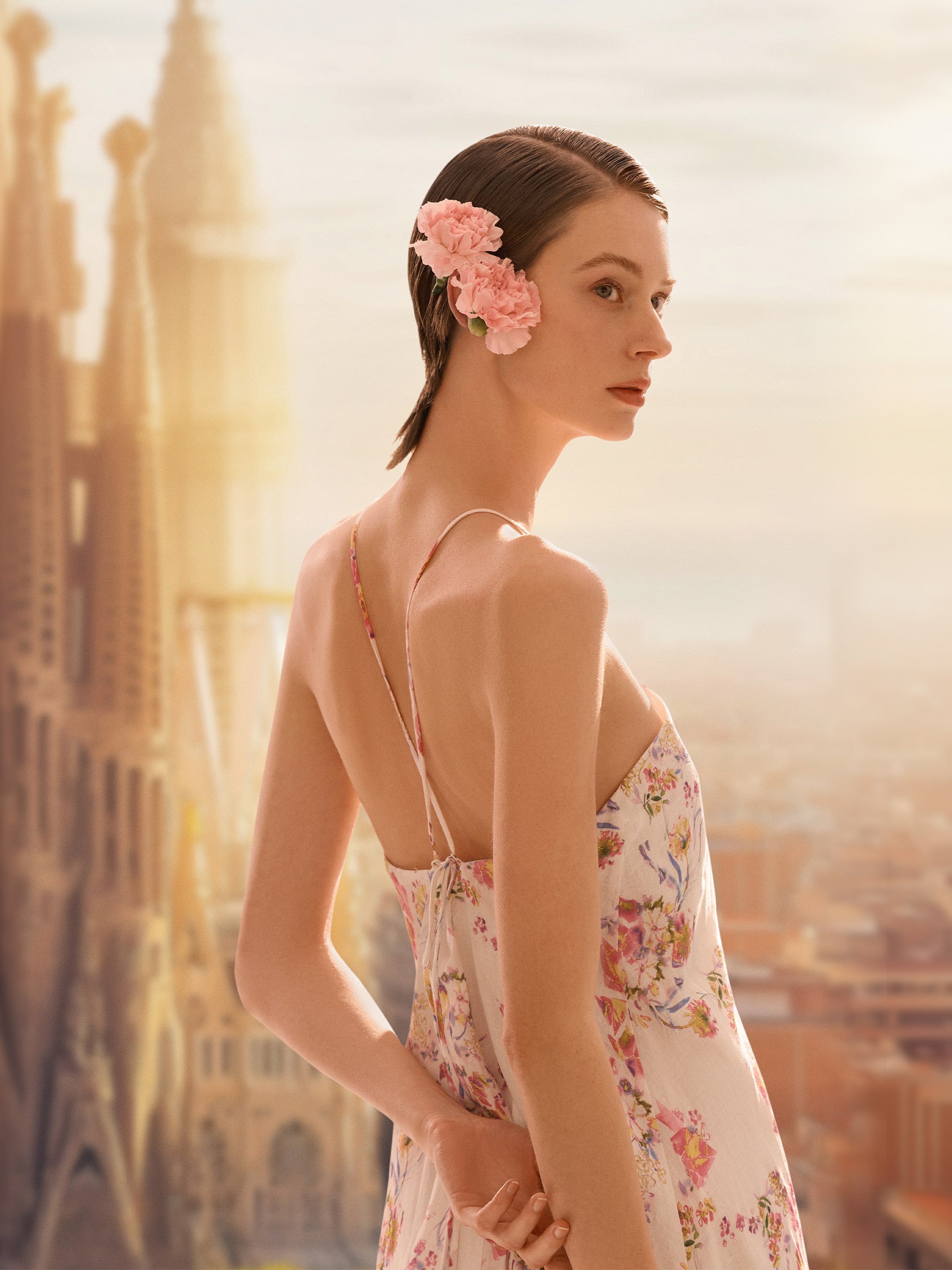 Valmere™ | 100% Linen Rose Print Maxi Dress