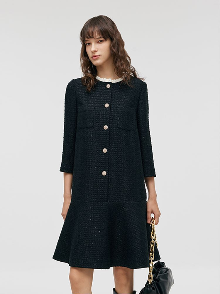 Valmere™ | Ruffle Collared Midi Dress