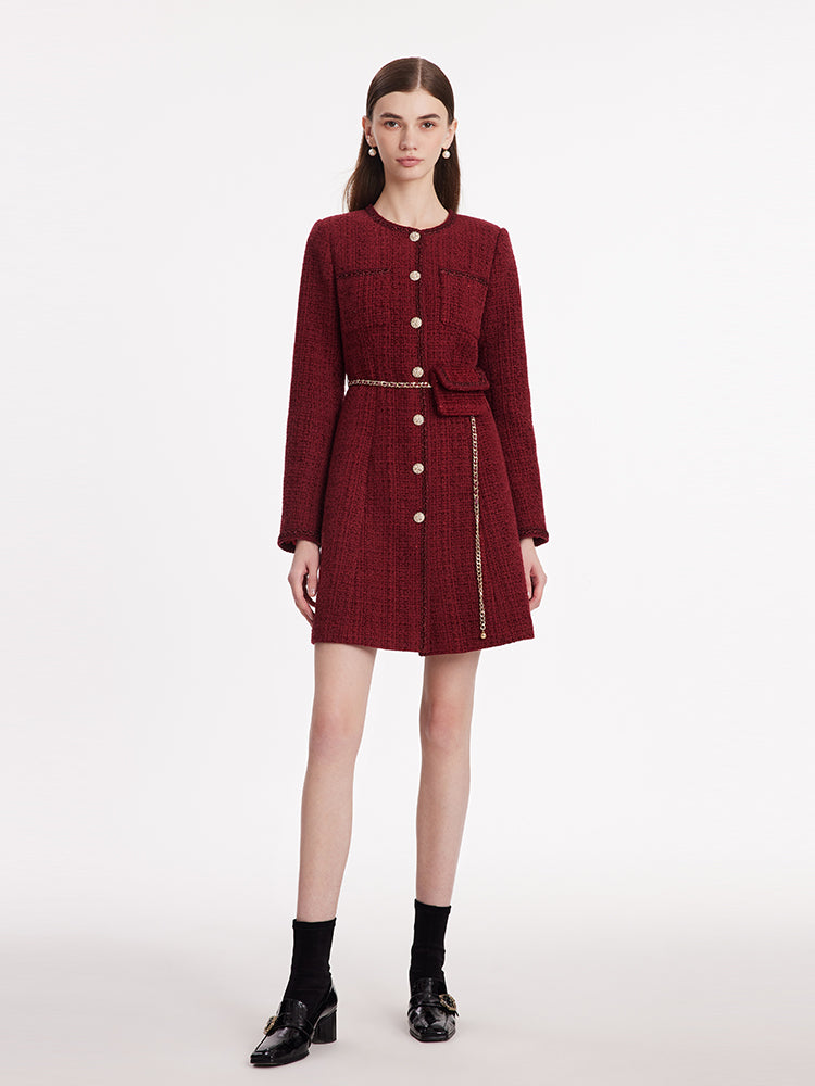 Valmere™ | Tweed Coat With Waist Pack