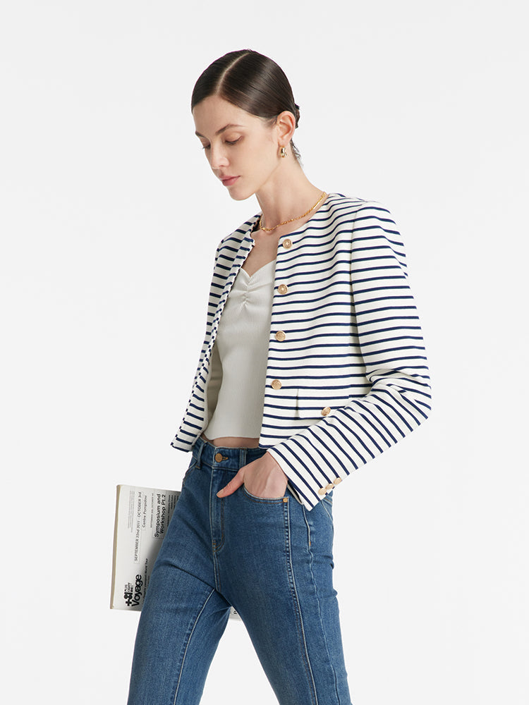 Valmere™ | Cotton Striped Crop Jacket